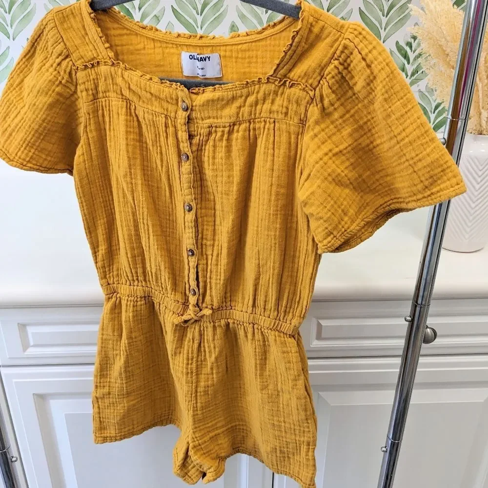Girl's Goldenrod Yellow Old Navy Romper XL Gauzy Summer Spring Lightweight